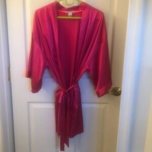 Victoria secret pink faux silk satin lingerie robe night sexy bridal holiday